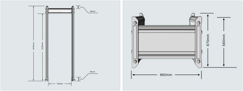 MD-600A Walk Through Metal Detector Drawing